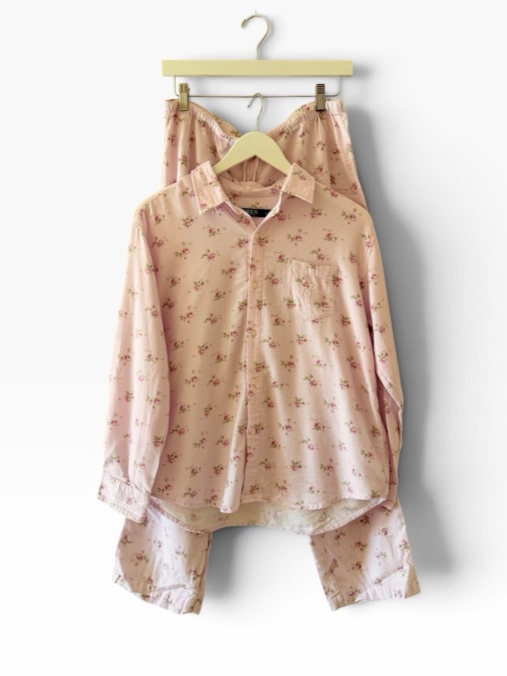 Lauren Ralph Lauren Ditsy floral lavender Embroidered logo Pajama Set SZ M